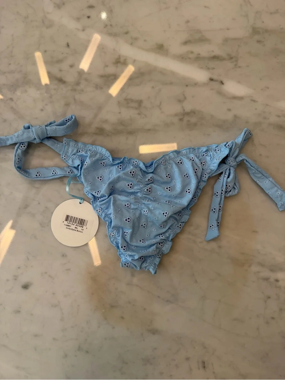 Frankie's Bikinis Light Blue Eyelet Tie-Side Swim Bottom